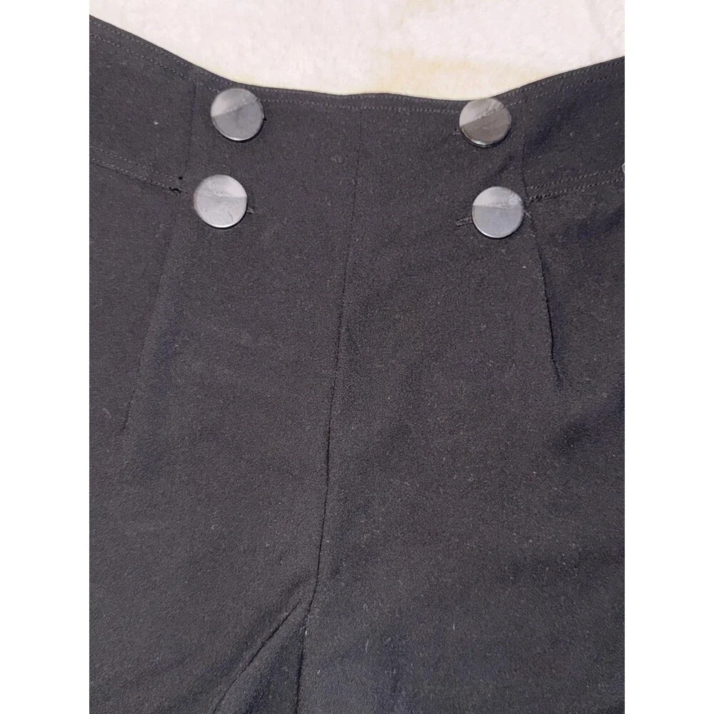 Anthropologie Sailor Shorts Womens 6 Black High Waist Button Front Twill Dressy - Picture 3 of 16